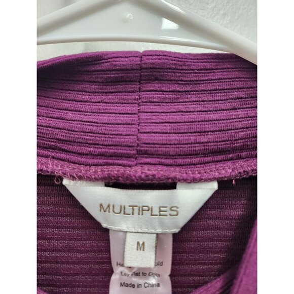Multiples Tunic Top Womens Medium Artsy Purple Mock Neck Crossover Hem Casual - Picture 4 of 11